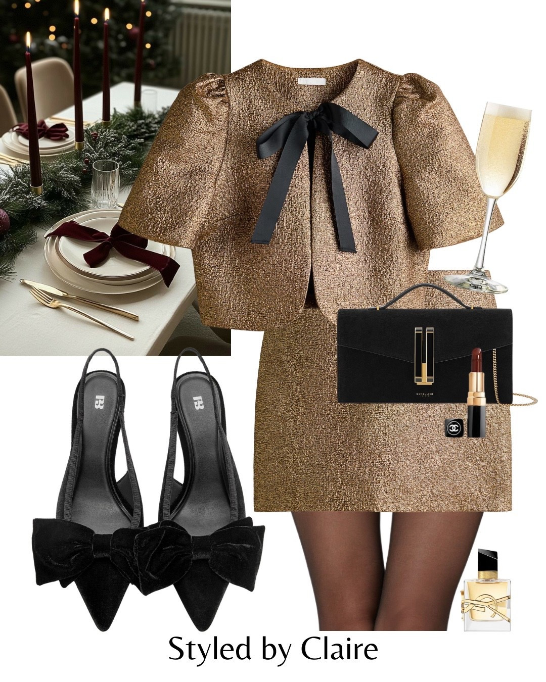 Gold Bow Set🍾
Use code BF20 at Demellier London
Tags: H&M Black Friday sale sparkly sparkle festive top matching mini skirt velvet heels Zara pull & bear demellier London suede clutch bag calzedonia sheer tights 20 denier fashion partywear party Christmas Day night out new year chic women’s style

#LTKstyletip #LTKfestive #LTKpartywear