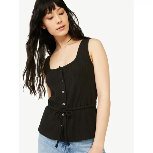 Free Assembly - Free Assembly Women's Button Front Peplum Tank Top - Walmart.com | Walmart (US)