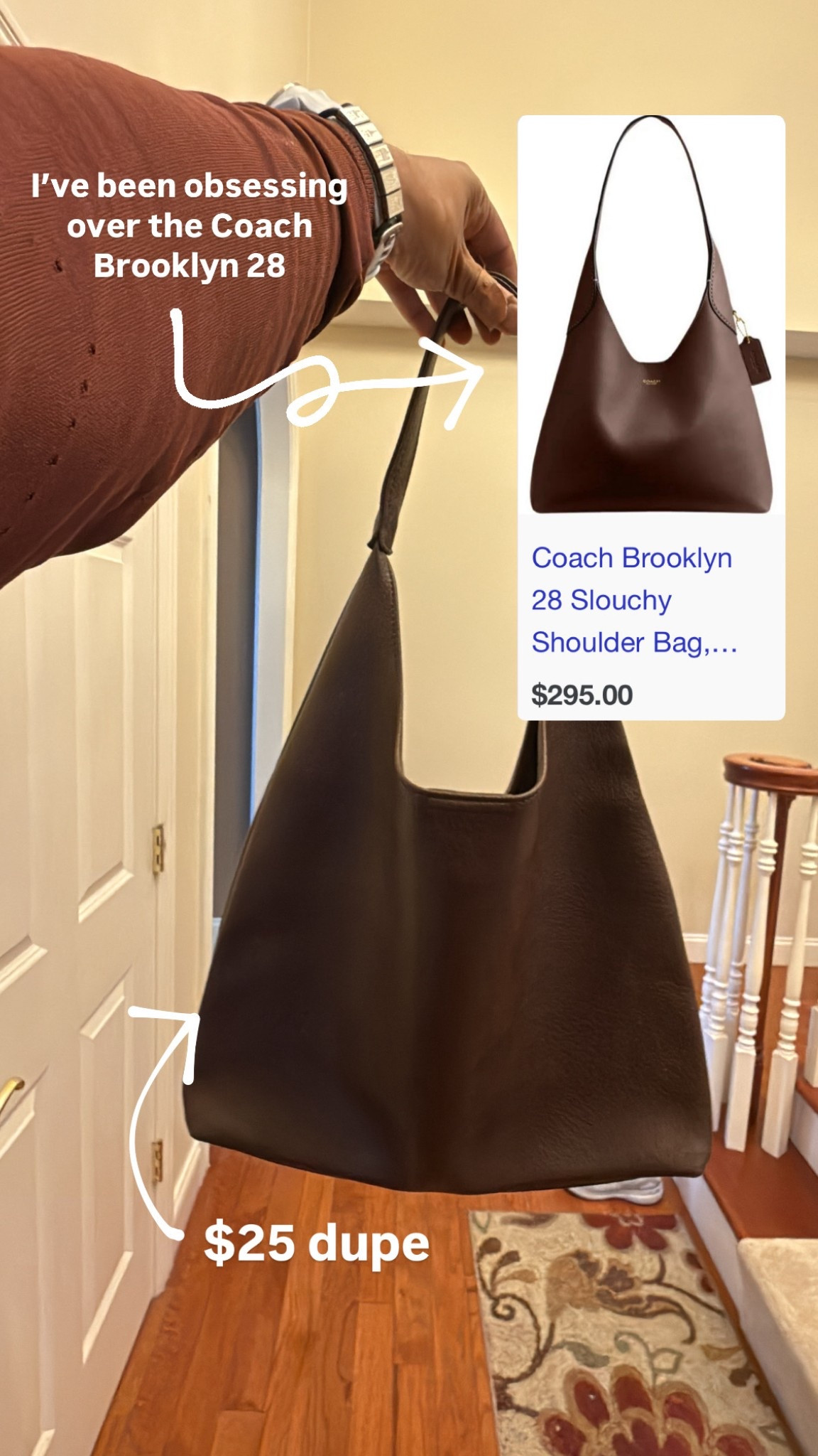 The perfect slouchy dupe for the Coach Brooklyn 28 bag!! 