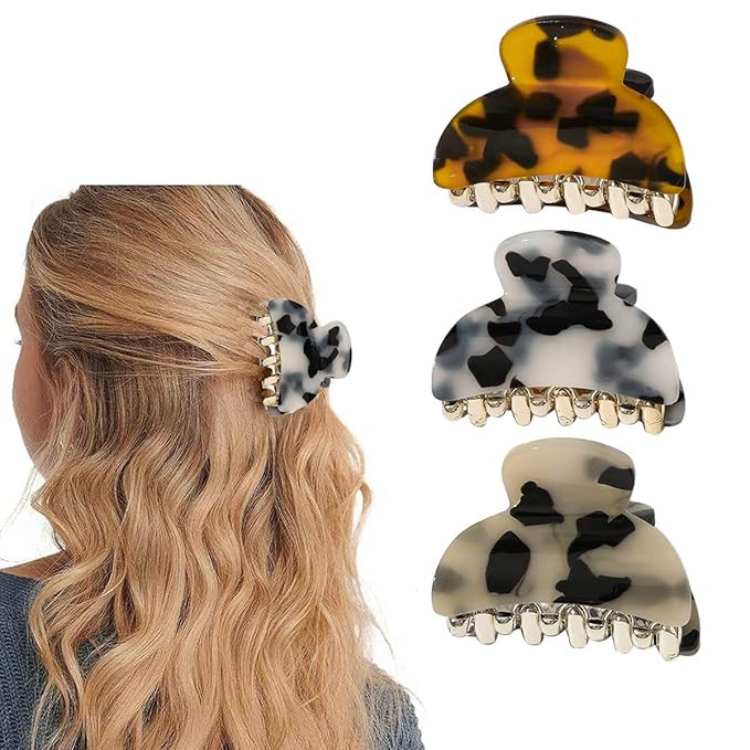 Aaifey 3PCS Hair Claw Clips,Tortoise Barrettes Banana Claw Clips, Leopard Print Stylish Hair Acce... | Amazon (US)