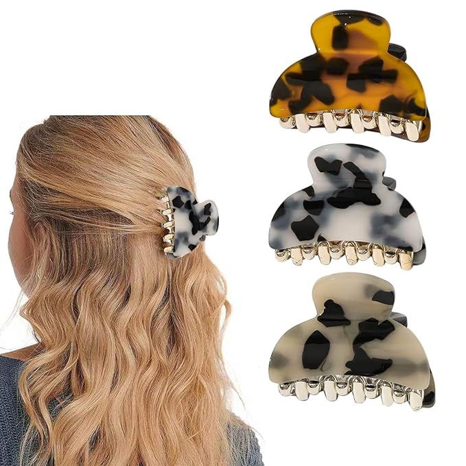Aaifey 3PCS Hair Claw Clips,Tortoise Barrettes Banana Claw Clips, Leopard Print Stylish Hair Acce... | Amazon (US)
