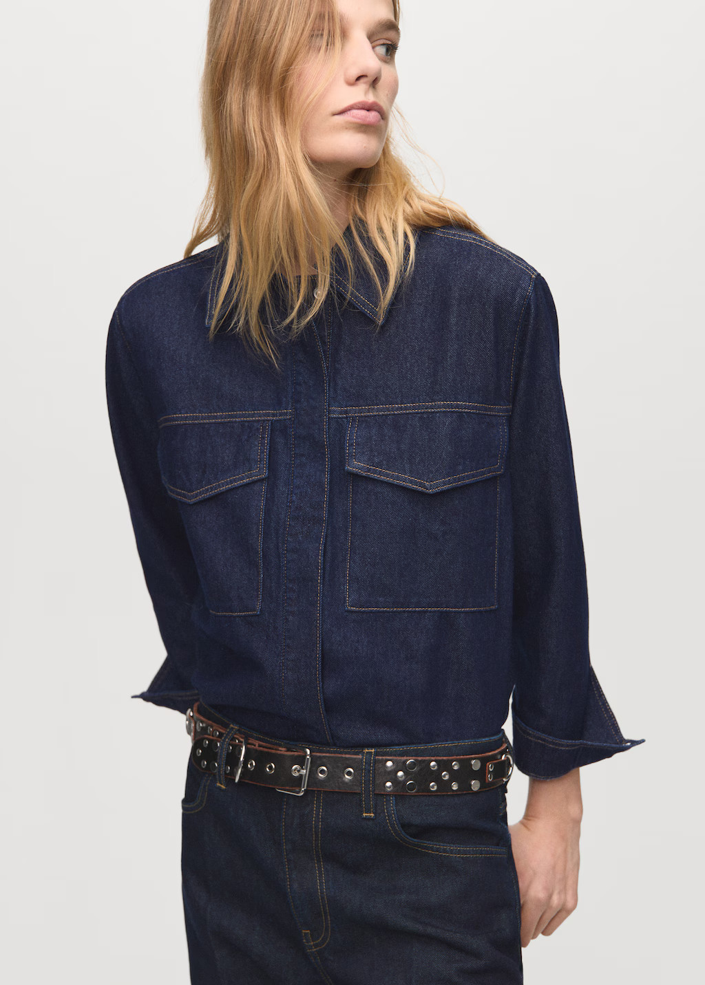 Denim shirt with flap pockets | MANGO (UK)