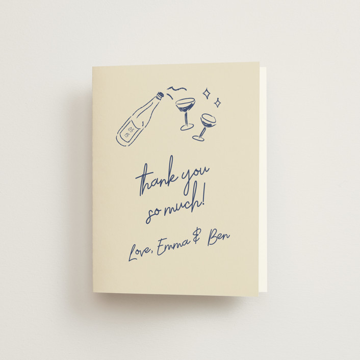 "Handwritten Letter" - Customizable Folded Wedding Thank You Cards in Blue by Helena Vitto. | Minted