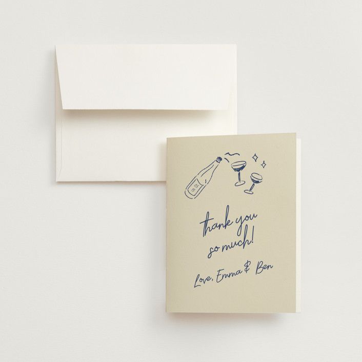 "Handwritten Letter" - Customizable Folded Wedding Thank You Cards in Blue by Helena Vitto. | Minted