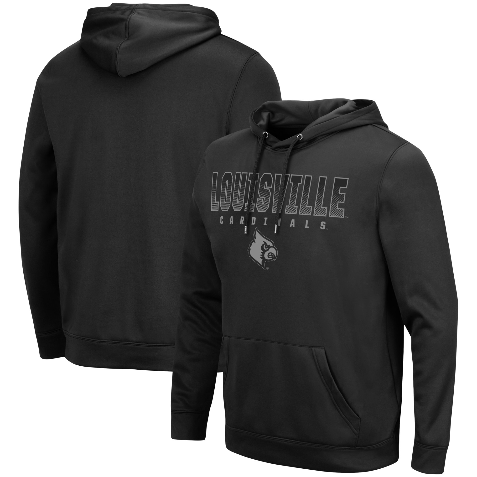 Men's Colosseum Black Louisville Cardinals Blackout 3.0 Pullover Hoodie | Fanatics