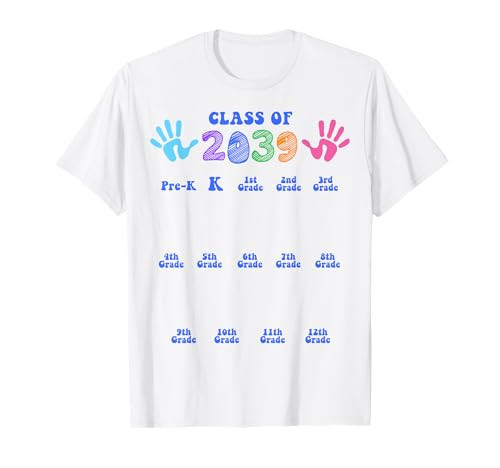 Class of 2039 Handprint for Grades Kindergarten Graduation T-Shirt | Amazon (US)