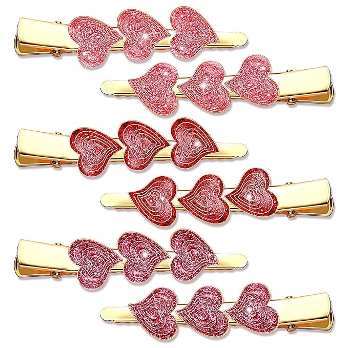 Valentine’s Day Hair Clips Velvet Heart Hair Clips for Women Girls Triple Hearts Hairpins Sweet... | Amazon (US)