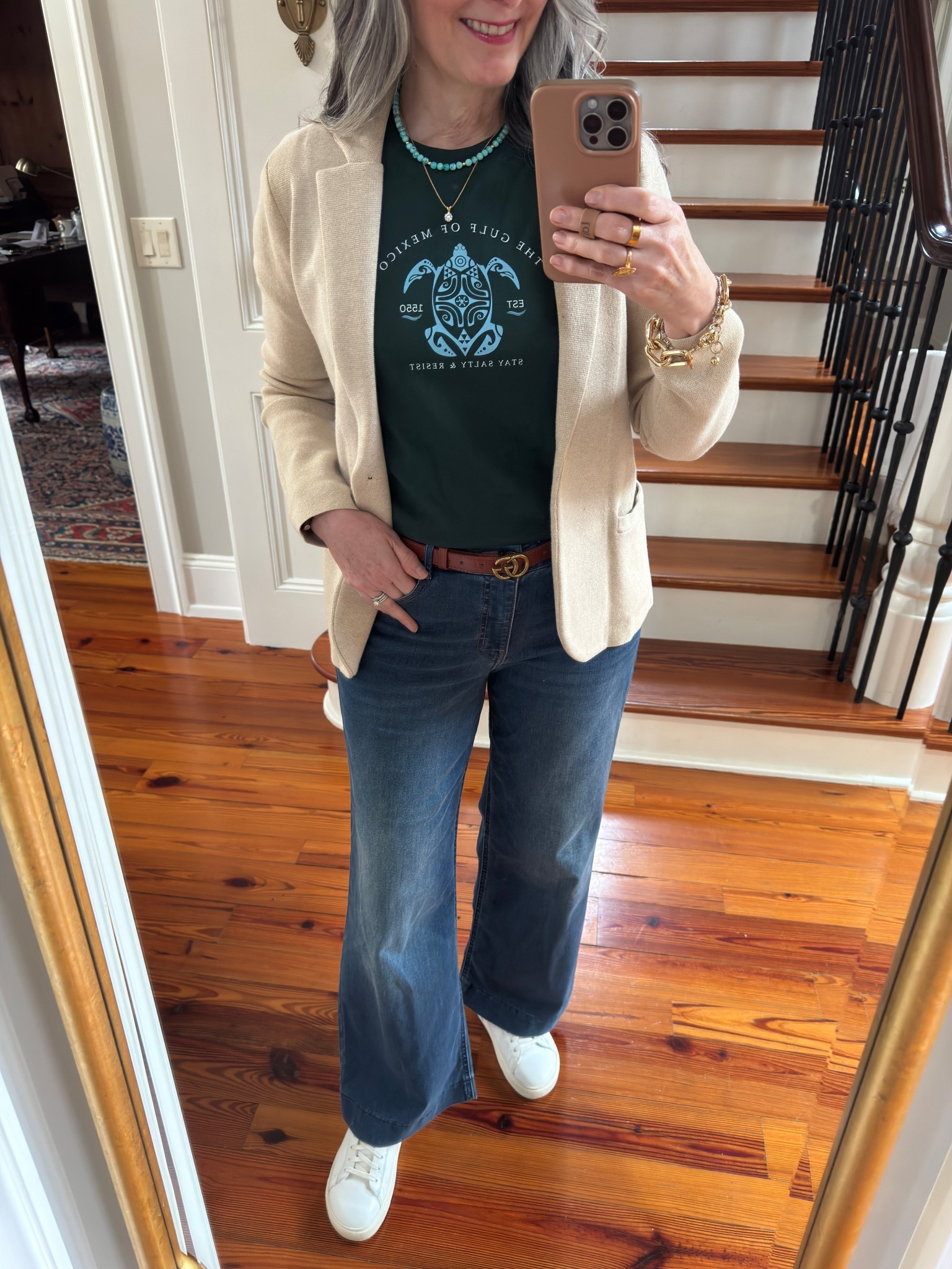 Gulf of Mexico tee from Etsy in a size medium. Paired with wide leg denim and sweater blazer.

J Crew | Wit & Wisdom | Tee | Birkenstock



#LTKStyleTip #LTKSeasonal #LTKOver40