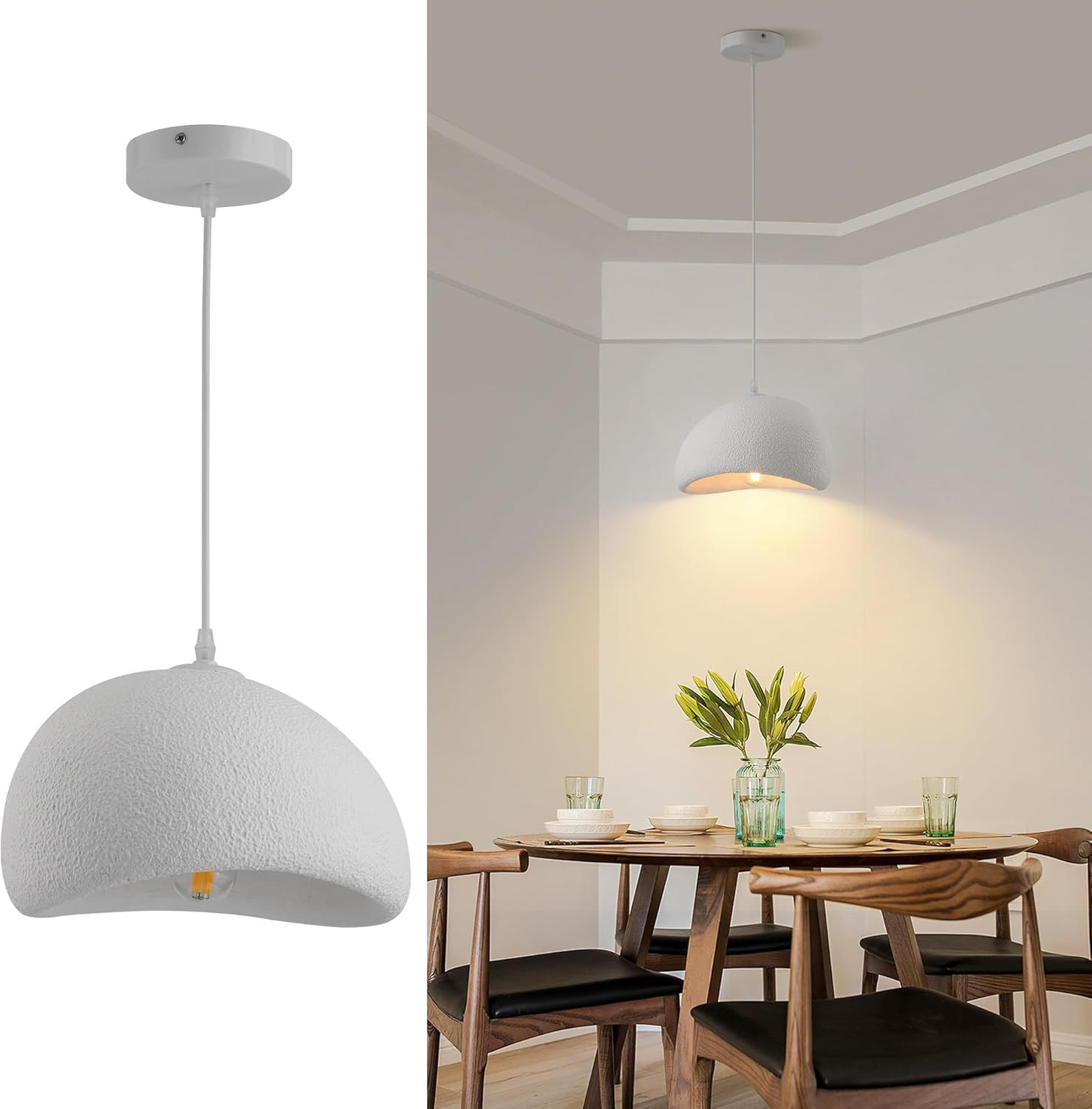 11.8in Wabi Sabi Pendant Light, Kitchen Island Lighting Fixture Ceiling Mount Japanese Lamp Japandi Chandelier for Dining Living Room Hallway Bedroom Restaurant Hanging Lamp, White 1 Pack | Amazon (US)