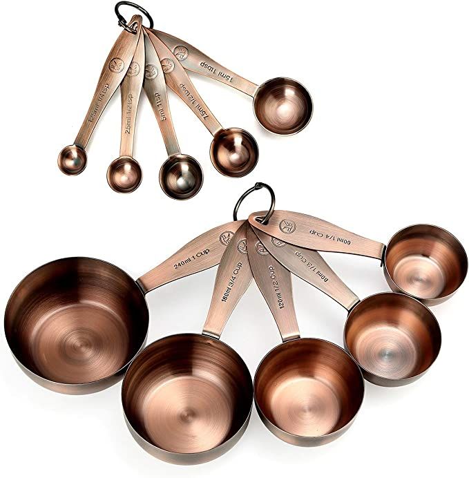 Amazon.com: Copper Measuring Cups and Spoons Set, Stainless Steel 10 Piece Set, Stackable 5 Measu... | Amazon (US)