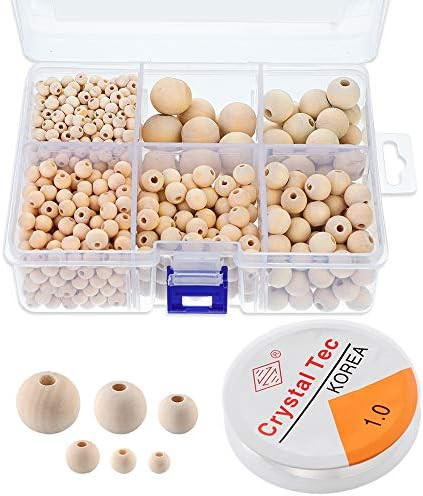 1105 Pcs Wooden Beads Unfinished Wood Beads DIY Craft Supplies Jewelry Beads Office Decor Beads for  | Amazon (US)