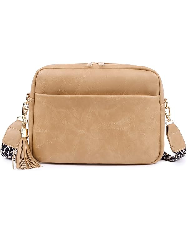 Cynure Women's Leather Crossbody Bag Zipper Shoulder Camera Purse | Amazon (US)