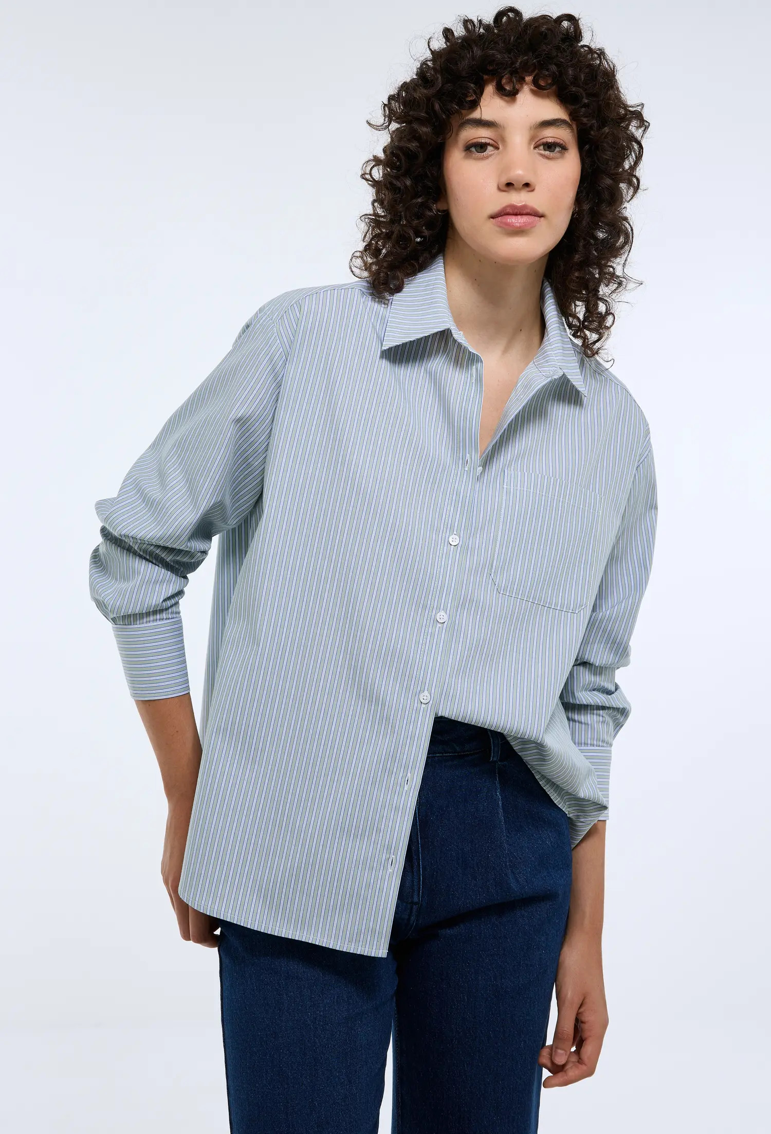Chemise manches longues rayée en coton BIO GOTS | Monoprix Mode