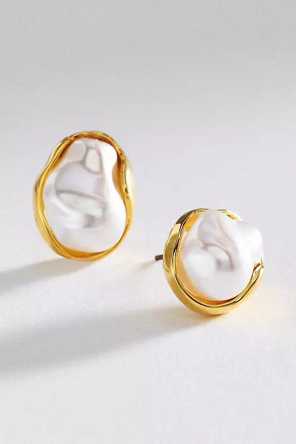 Organic Pearl Post Earrings | Anthropologie (US)