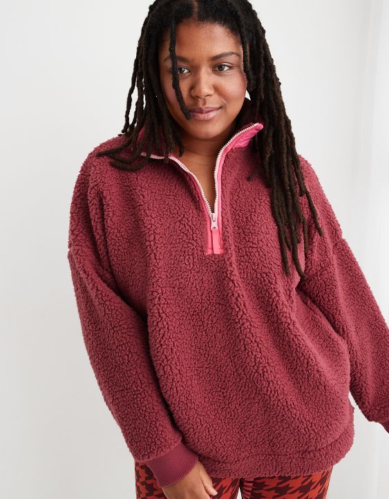 Aerie Dream Sherpa Quarter Zip Sweatshirt | American Eagle Outfitters (US & CA)