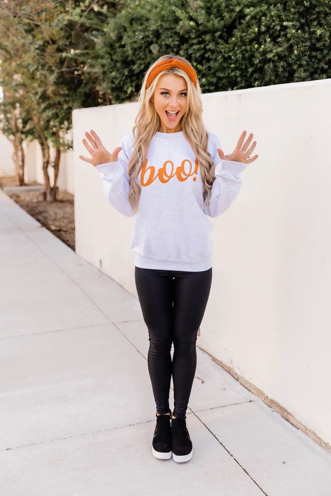 Boo! Graphic Ash Sweatshirt | The Pink Lily Boutique