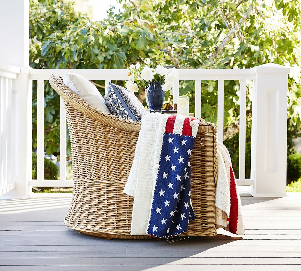 Americana Cable Knit Throw | Pottery Barn (US)