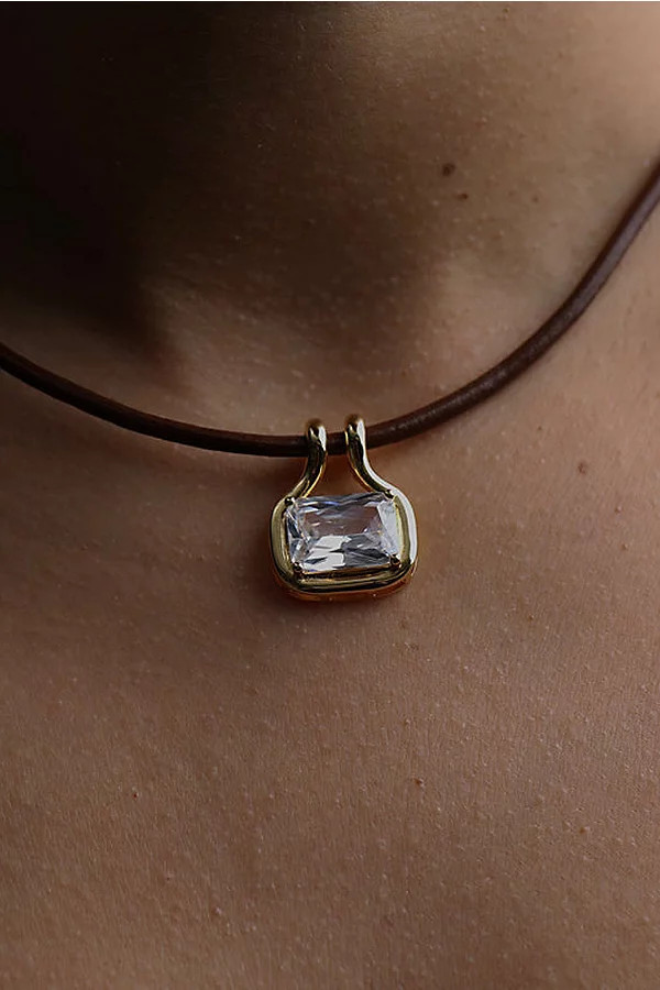 The M Jewelers Naia Gem Pendant Necklace in Clear, Women's at Urban Outfitters | Urban Outfitters (US and RoW)