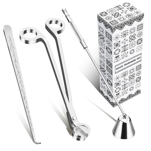 calary Candle Wick Trimmer, Candle Snuffer and Wick Dipper & Candle Accessory Set, 3 in 1 Candle Care Kit for Candle Lover (Silvery) | Amazon (US)