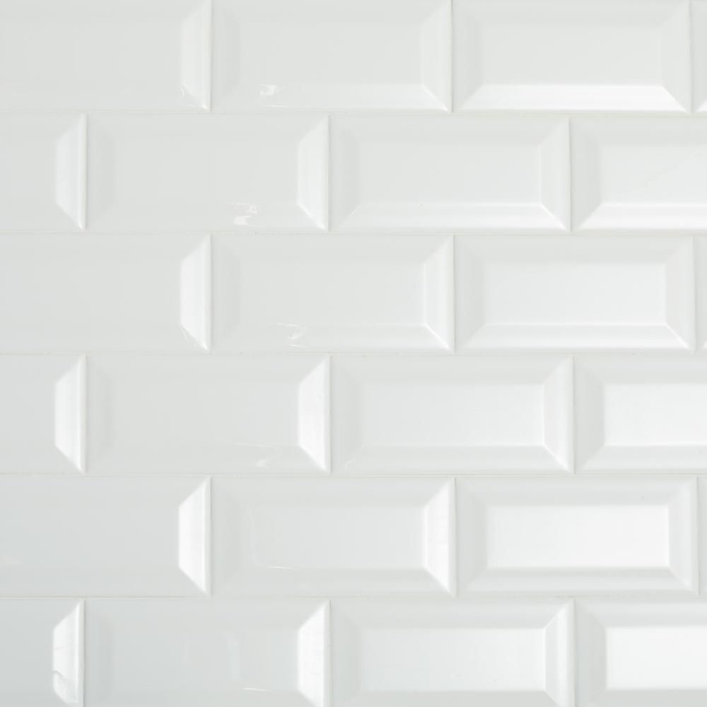 Daltile Restore 3 in. x 6 in. Ceramic Bevel Bright White Subway Tile (10 sq. ft. / case)-RE1536MO... | The Home Depot