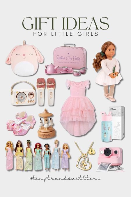 Girls gift guide, toddler girl gifts, little girl gift ideas, personalized gift, princess toys, tea party set, pretend play, dress up shoes, American girl doll, karaoke 

#LTKkids #LTKHoliday #LTKGiftGuide