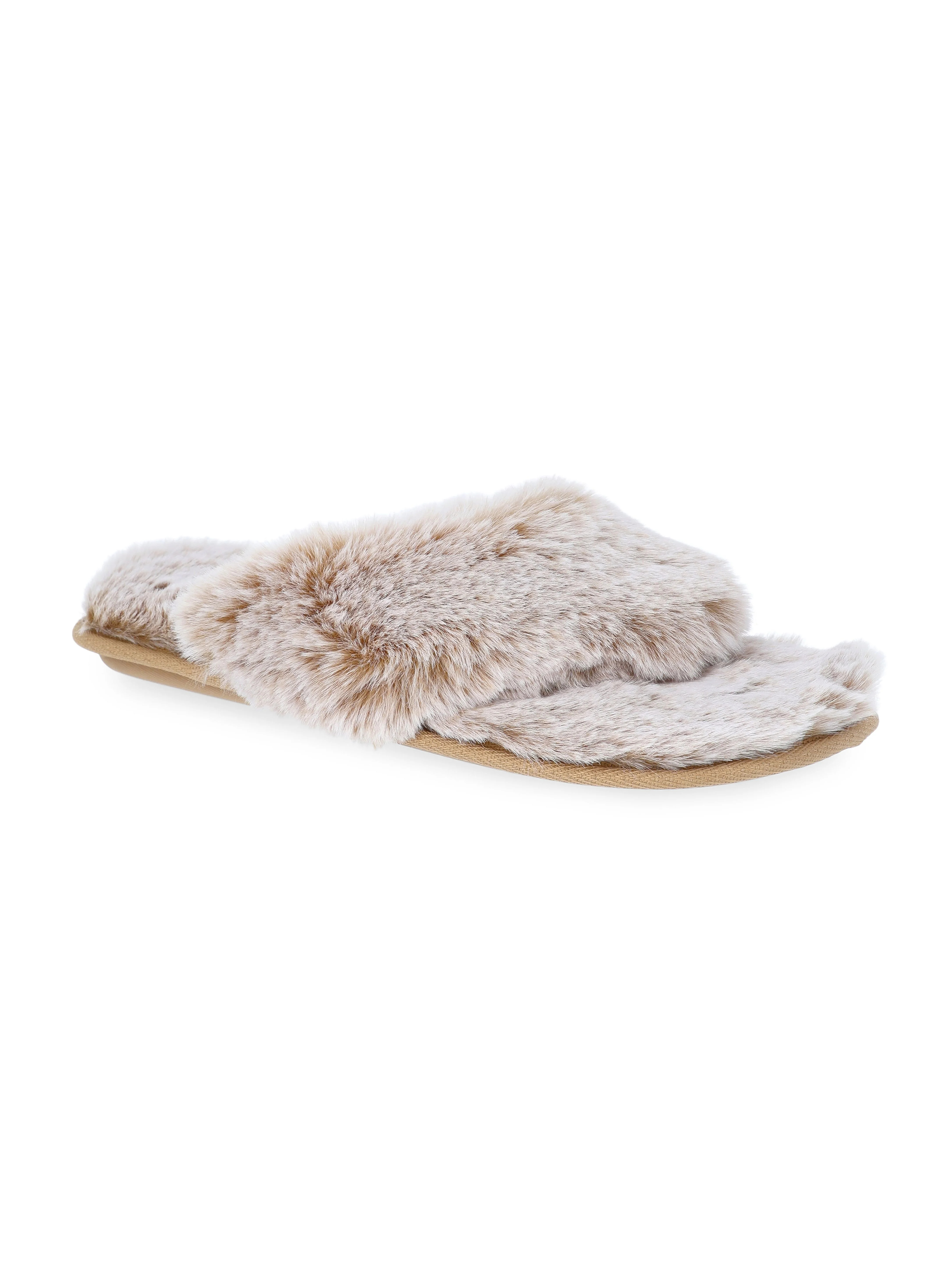 Joyspun Women's Faux Fur Thong Slippers | Walmart (US)