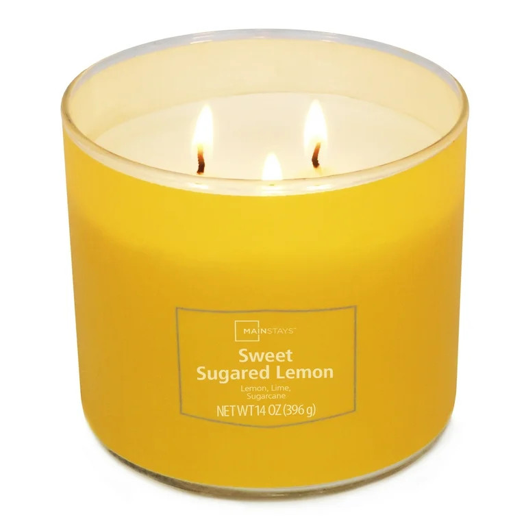 Mainstays 3-Wick Textured Wrap Sweet Sugared Lemon, 14-Ounce - Walmart.com | Walmart (US)