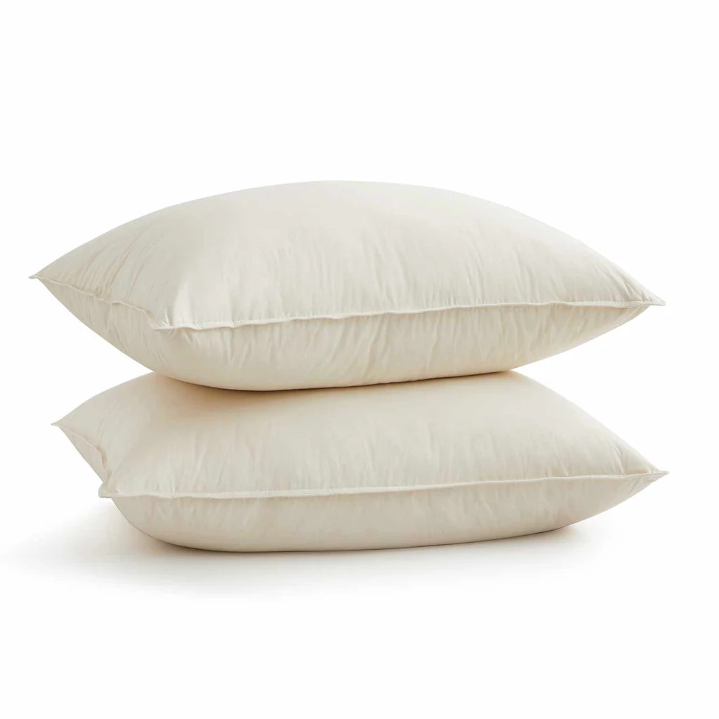 2 Pack Organic Cotton Down Feather Pillows for Back and Side Sleepers, Pillow-in-a-pillow design,... | Puredown.Inc