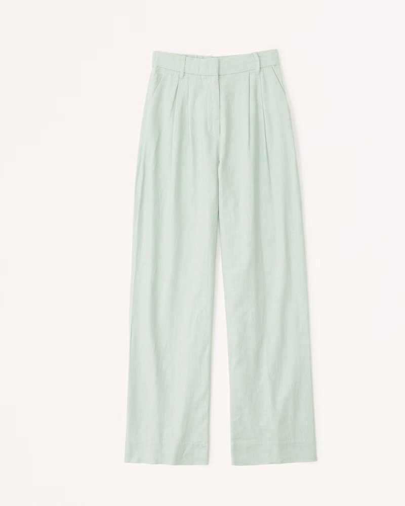 Linen-Blend Tailored Wide Leg Pant | Abercrombie & Fitch (US)