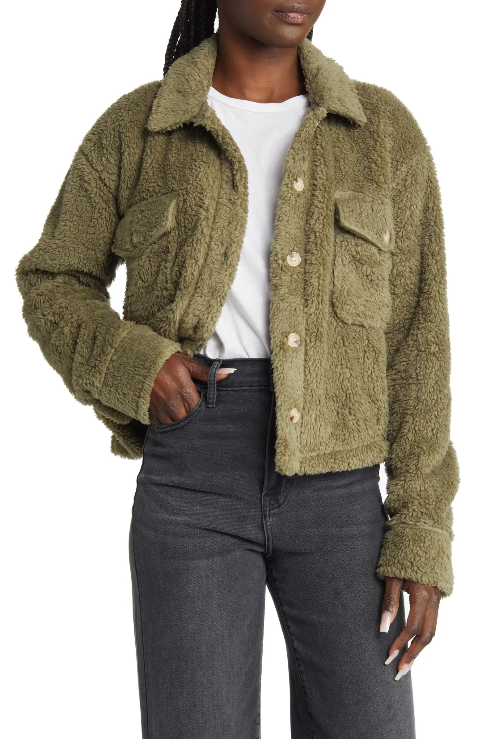 Thread & Supply Crop Fleece Shirt Jacket | Nordstrom | Nordstrom