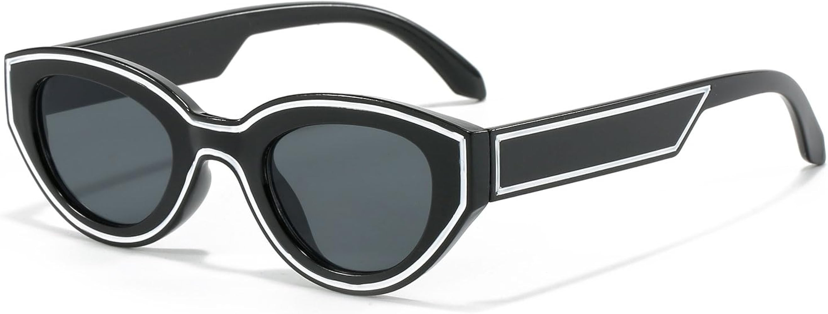 Retro Oval Sunglasses for Women Vintage 90s Cat Eye Sun Glasses Trendy Small Oval Cateye Line Sha... | Amazon (US)