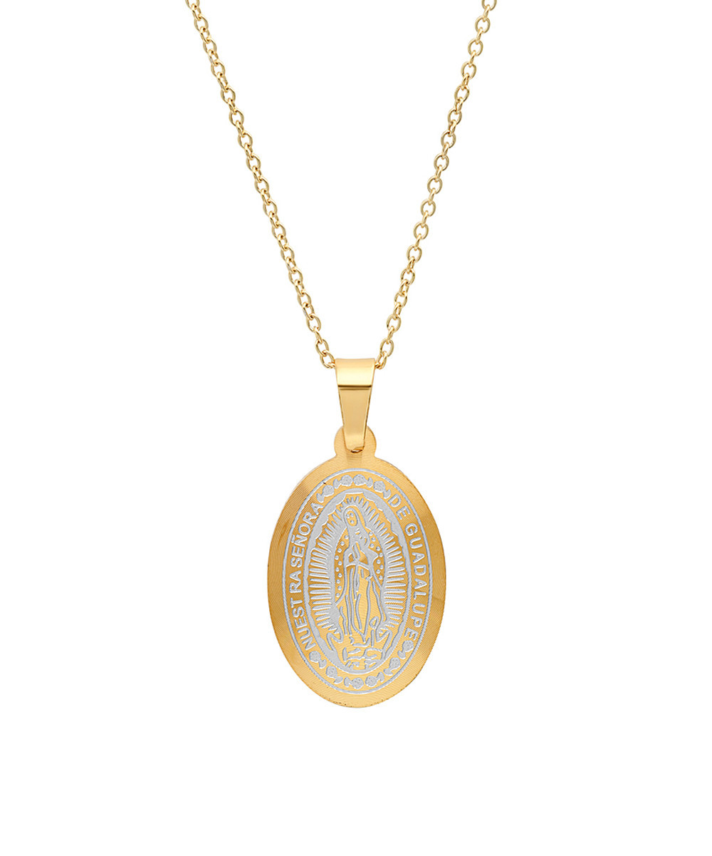HMY Jewelry Women's Necklaces Yellow - Two-Tone 'Our Lady of Guadalupe' Oval Pendant Necklace | Zulily