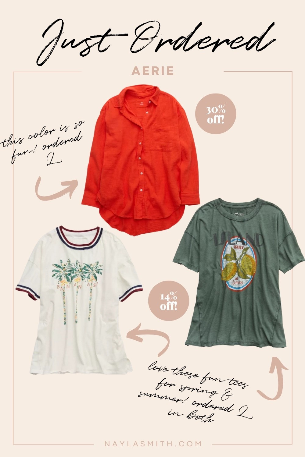 Aerie order on sale! Couldn’t resist this coverup shirt in this gorgeous red orange color, ordered L. Also ordered L in these fun summer graphic tees!

#LTKsummer #LTKsale #LTKstyletip