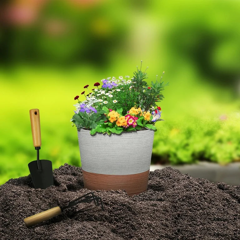 Better Homes & Gardens Hunter Orange Resin Planter with Saucer, 12x12x11.2in, 2pcs | Walmart (US)