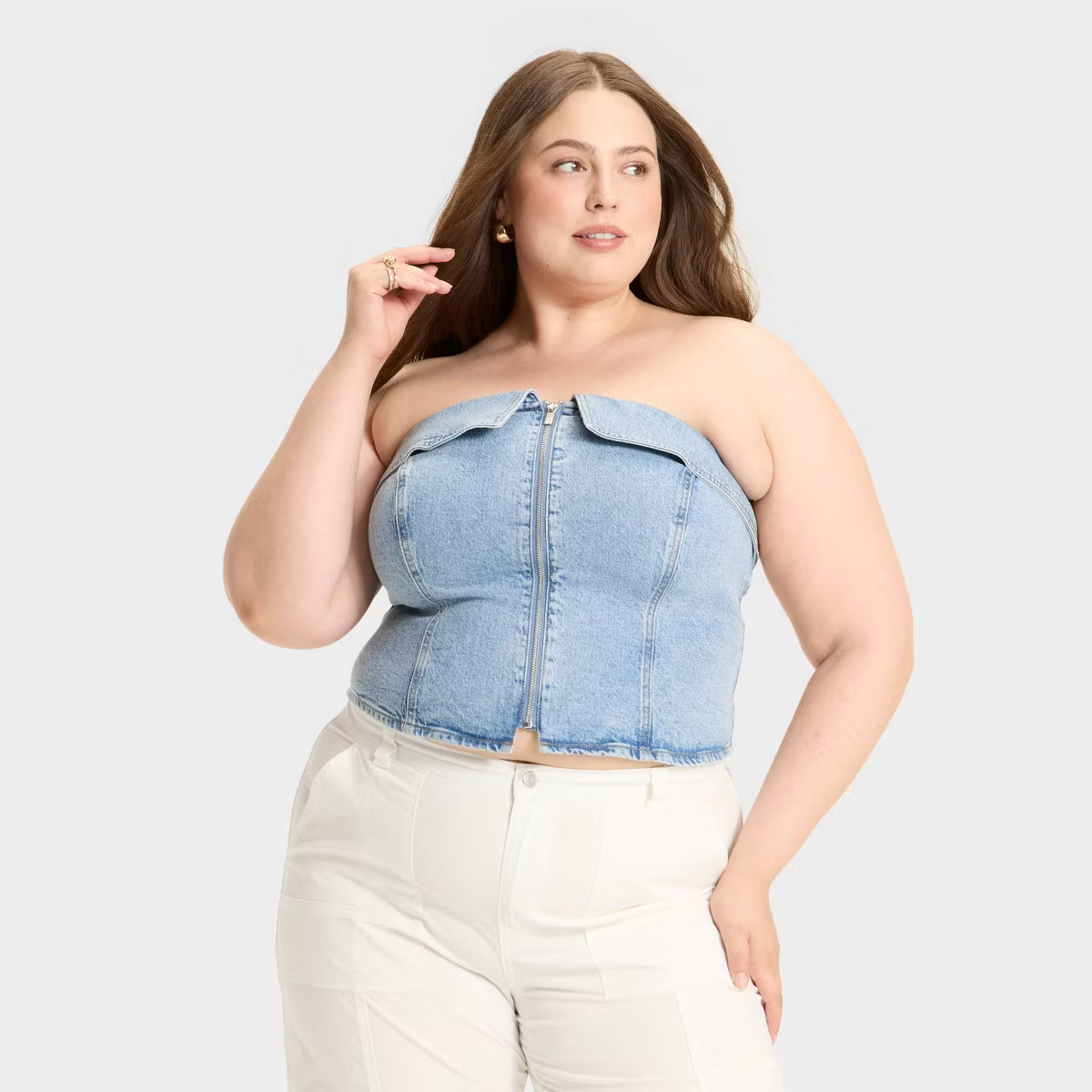 Women's Zip-Front Denim Tube Top - Wild Fable™ | Target
