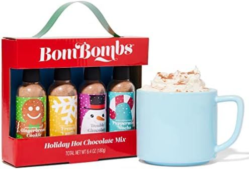 Bombombs Hot Chocolate Mix Gift Set, Holiday Hot Chocolate Mix in Mini Glass Bottles, Flavors Inc... | Amazon (US)