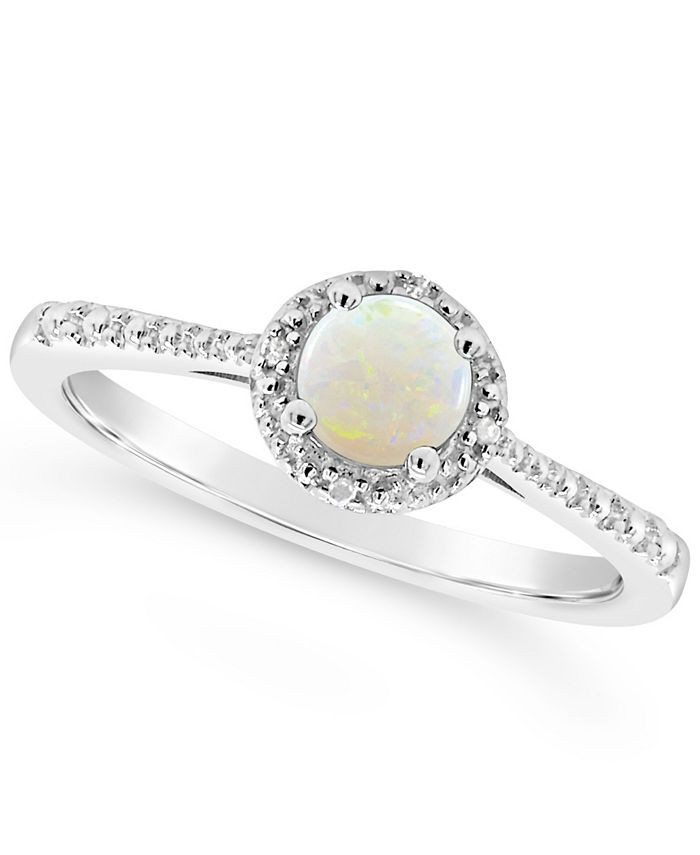 Opal (1/3 ct. t.w.) and Diamond Accent Ring in Sterling Silver | Macys (US)