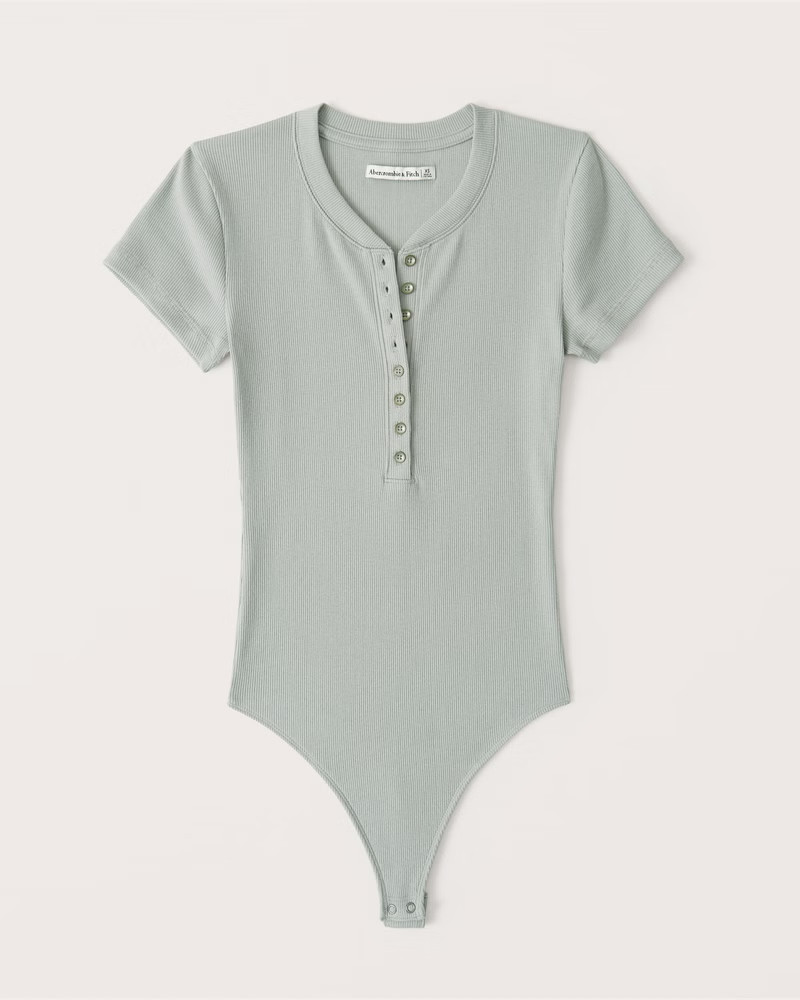 Short-Sleeve Henley Bodysuit | Abercrombie & Fitch (US)