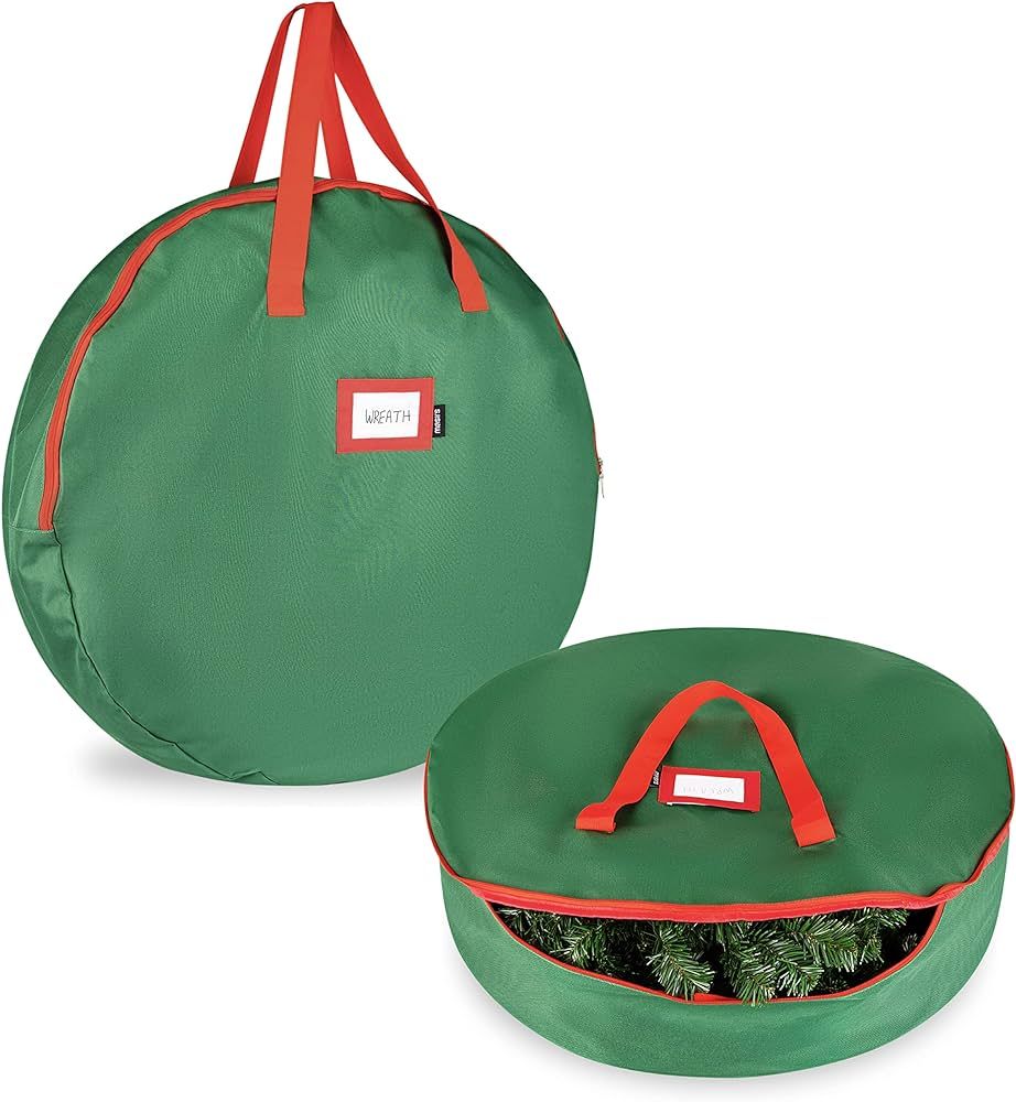 Christmas Wreath Storage Bag - Durable Tarp Material, Zippered, Reinforced Handle and Easy to Slip T | Amazon (US)