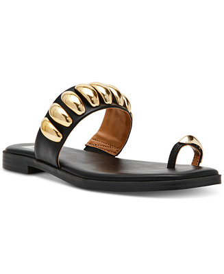 Moon Embellished Gold Toe Ring Flat Sandals | Macy's