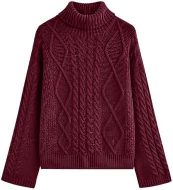 PRETTYGARDEN Fall Sweaters for Women 2025 Oversized Chunky Cable Knit Turtleneck Long Sleeve Wint... | Amazon (US)