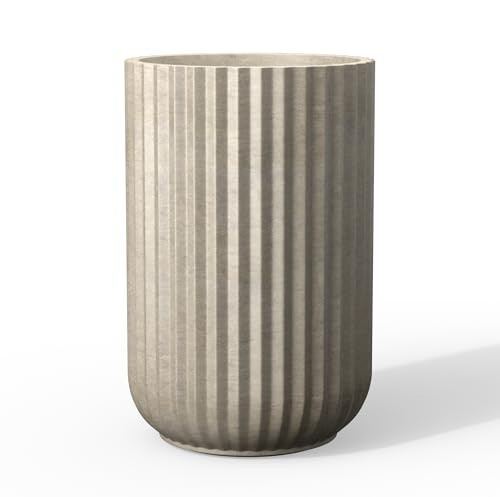Kante Tall Fulted Planter, 21.7 Inch Tall Round Concrete Plant Pots with Drainage Hole and Rubber Plug, Modern Decor for Indoor Outdoor Plants, Flower, Weathered Concrete | Amazon (US)