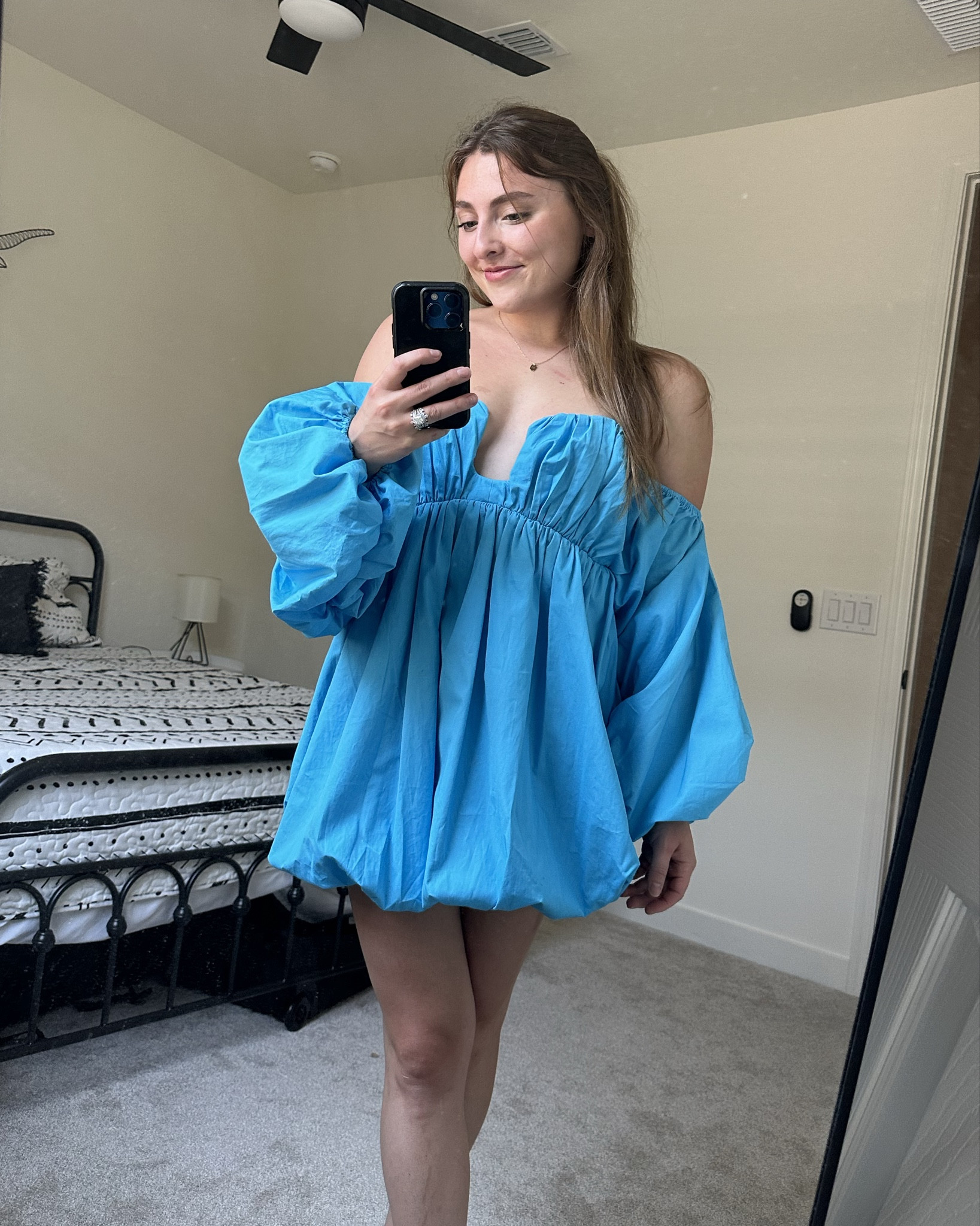 This blue bubble mini dress is so so cute!
I’m wearing a size 4 but would size up to a 6 next time for a little more wiggle room!

ASOS Design Cotton Ruched Bandeau Mini Dress - it is available on ASOS website but I can’t get it to link so tagging poshmark & similar!

ASOS dress, mini dress, bubble dress, off the shoulder sleeves dress

#LTKWedding #LTKStyleTip #LTKFindsUnder100