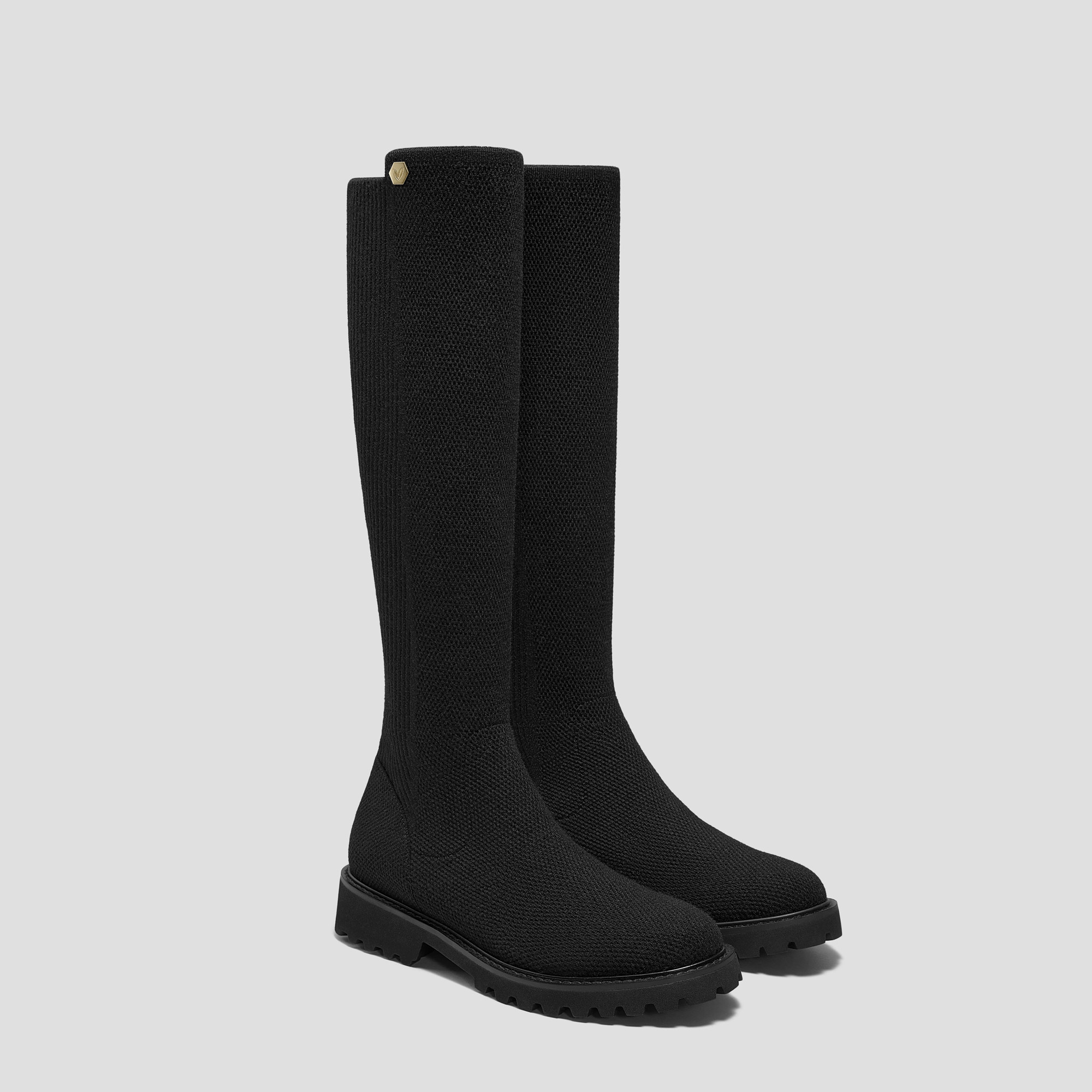VIVAIA Round-Toe Stretchy Wool Knee-High Boots (Filipa)|BLACK|9-9.5 | VIVAIA