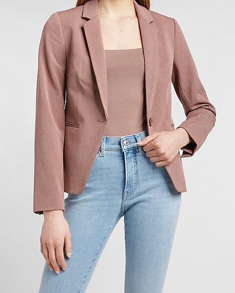 Textured Notch Collar One Button Blazer | Express