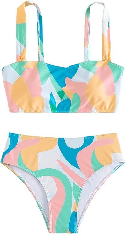SHENHE Women's Two Piece High Waist Allover Print Swimsuit Bathing Suit Bikini Sets | Amazon (US)