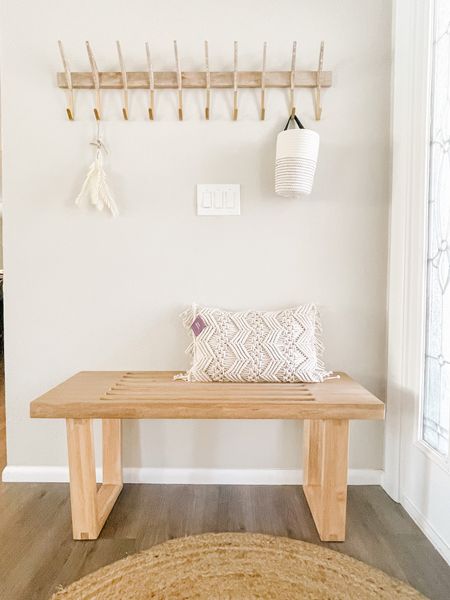 Mid-century inspired statement entryway. ✨

Entry bench, entryway hooks, hook rack, mid-center modern design, front entry styling

#LTKfamily #LTKhome #LTKstyletip