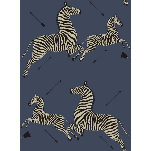 Brewster Denim Zebra Safari Scalamandre Self Adhesive Wallpaper | Target