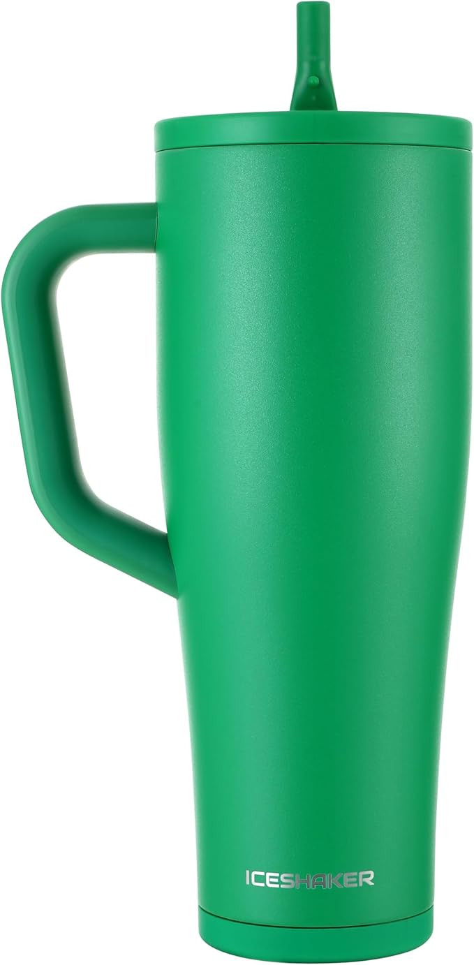 Ice Shaker 40 oz Tumbler with Handle and Straw | 40oz Green | Cold for 30+ Hours | 2-in-1 Tumbler... | Amazon (US)
