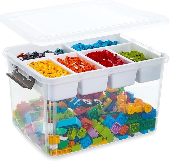 Citylife 32 QT Plastic Storage Box with Removable Tray Craft Organizers and Storage Clear Storage... | Amazon (US)
